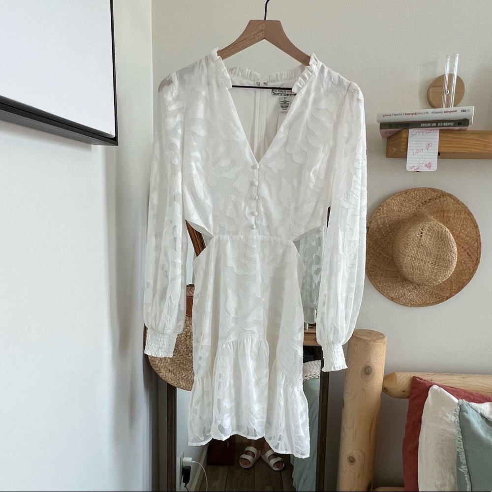 White Floral Embroidered Mini Dress